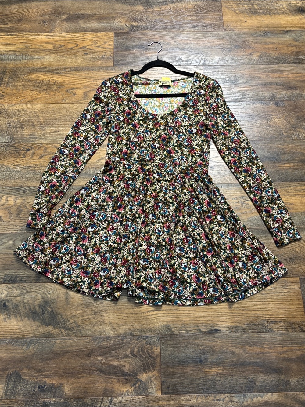Show Me Your MuMu Black Multi Floral Long-Sleeve Mini Dress
